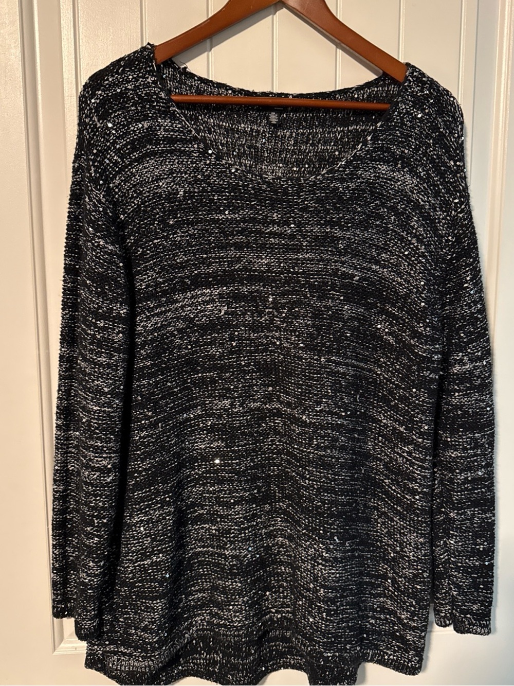 Rafaella Woman Sz 2X Black and White Marled Women's Cozy Sparkly Sweater